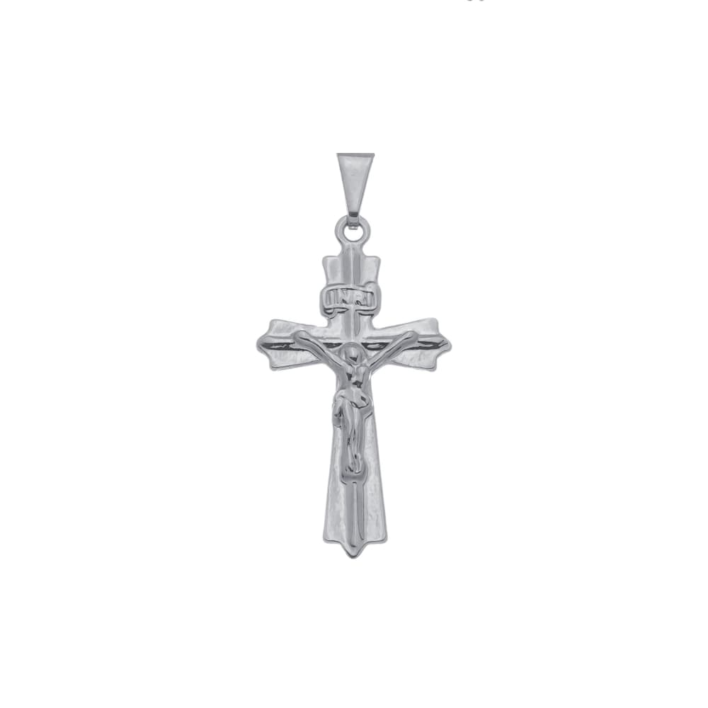 Pingente Prateado Crucifixo - Banho de Ródio para revenda | Hub Joias