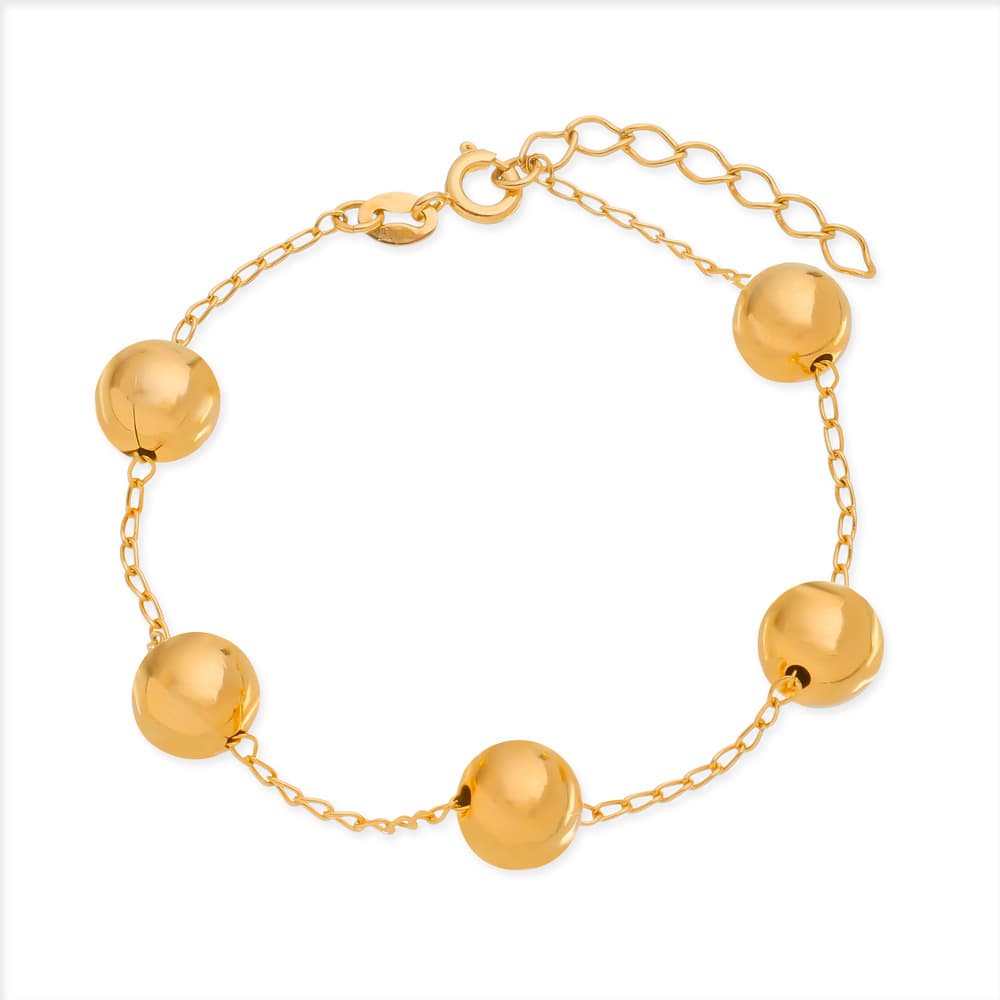 Pulseira Dourada de Bolas Grandes - Banho de Ouro 24k para revenda | Hub Joias