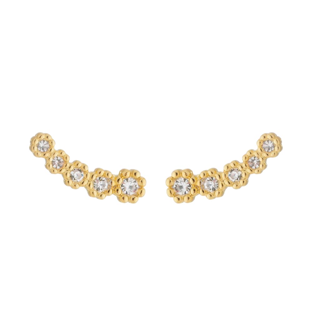 Brinco Dourado Ear Cuff 5 Pedras Zircônia - Banho de Ouro 24k para revenda | Hub Joias