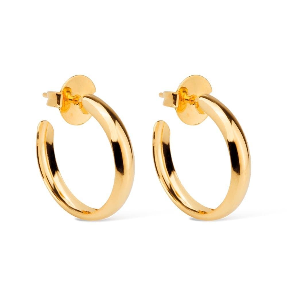Brinco Dourado de Argola Média Lisa - Banho de Ouro 24k para revenda | Hub Joias