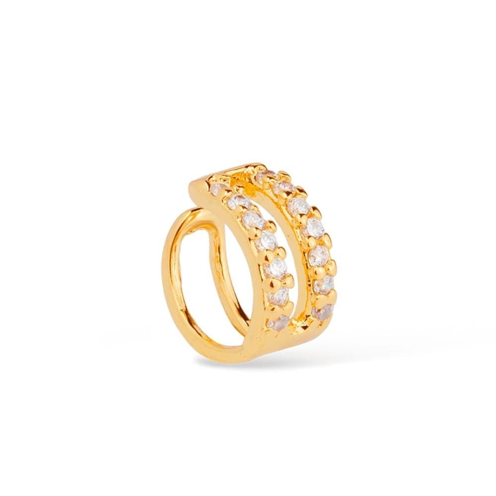 Piercing Dourado de Pressão com 14 Pedras de Zircônia - Banho de Ouro 24k para revenda | Hub Joias