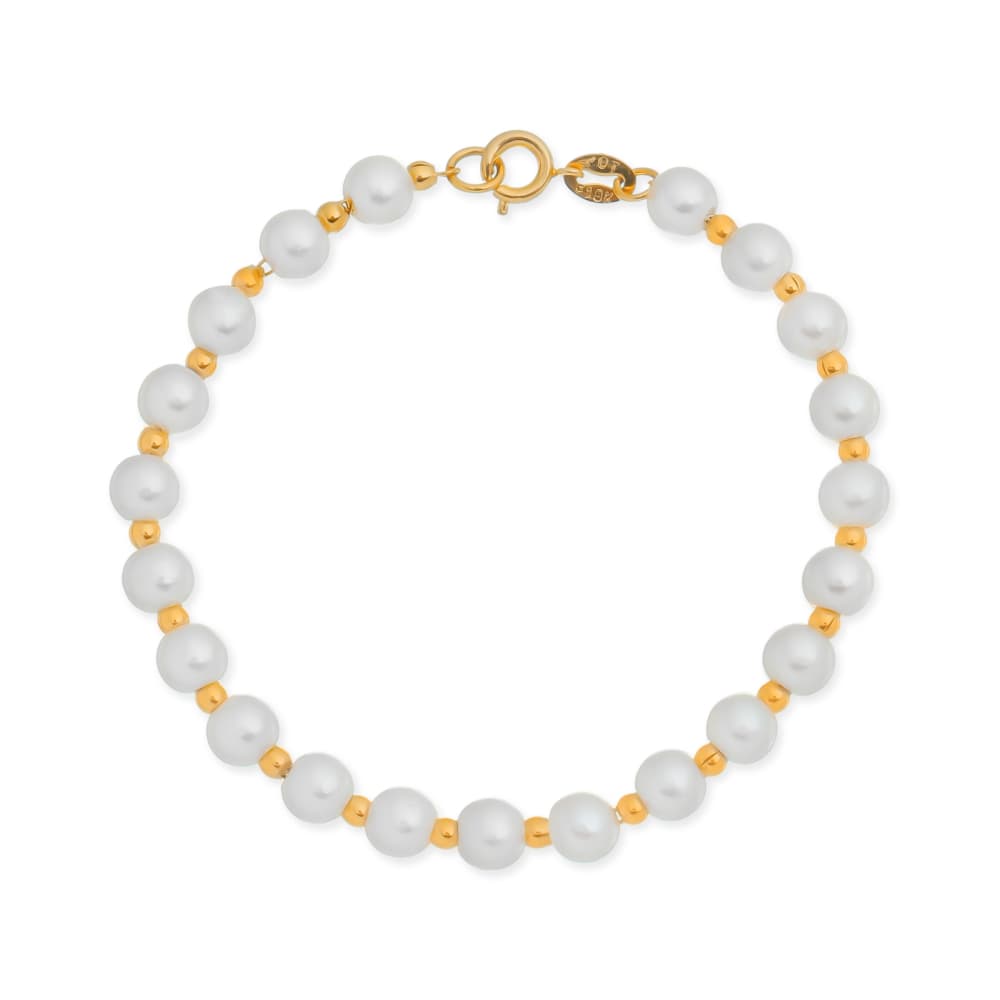 Pulseira Dourada de Pérolas e Bolinhas - Banho de Ouro 24k para revenda | Hub Joias